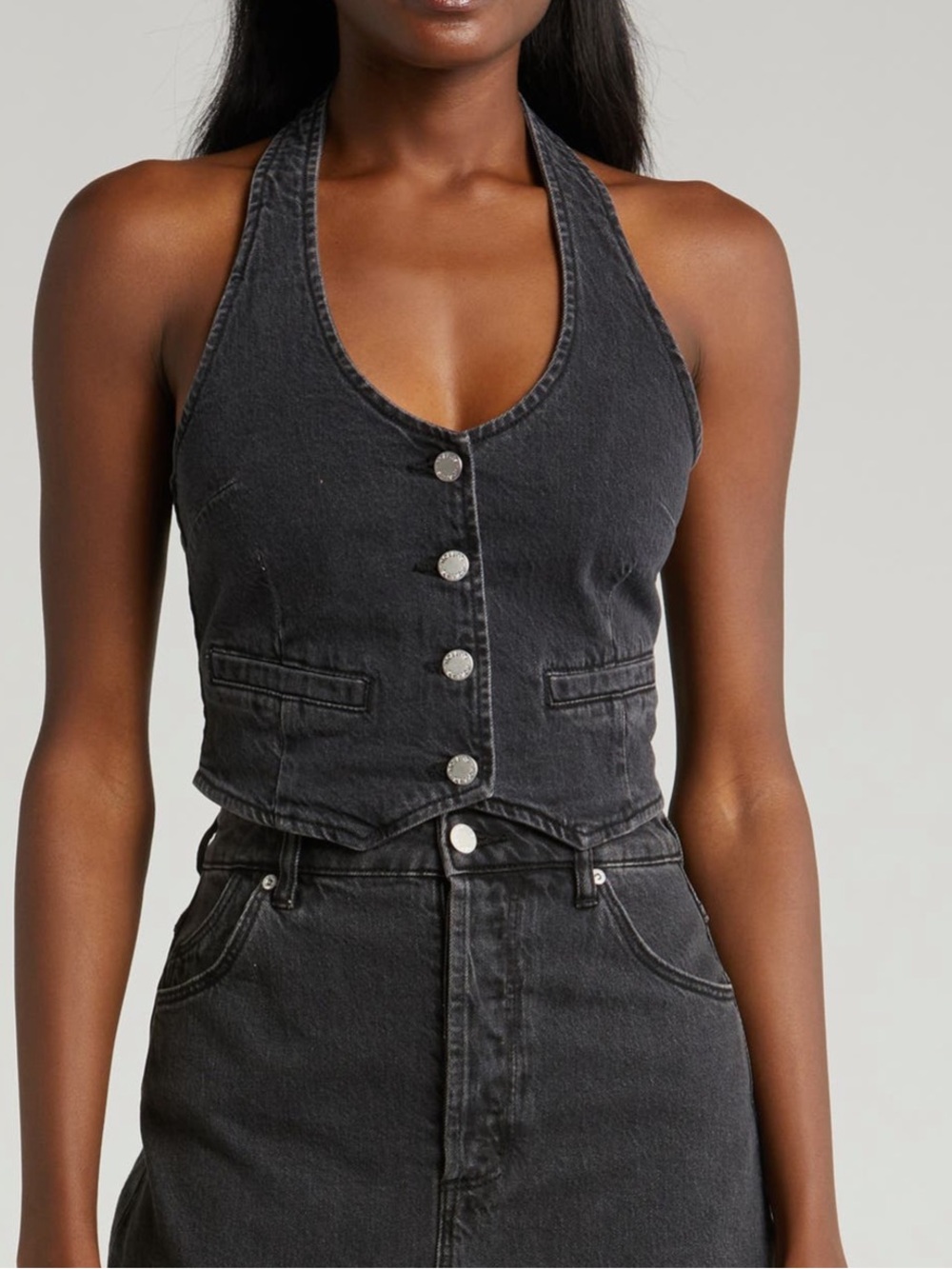 Rollas halter denim vest